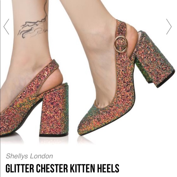 🎉HP🎉Shelly London Peacock Glitter Heels - Picture 16 of 16